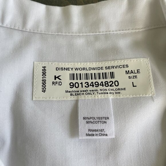 Disney Worldwide Services Cast Member White Button Short Sleeve Mens Large (N8) - Picture 7 of 9